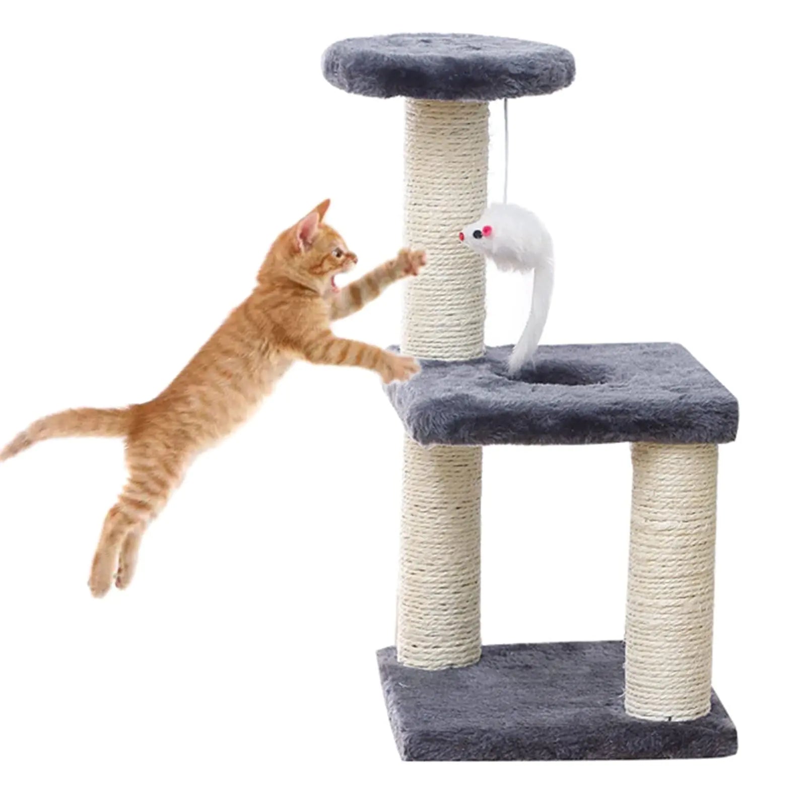 Cat Tree for Small Cat 16 inch Grey Cute Cat Tower Scratching Posts for Indoor Cats